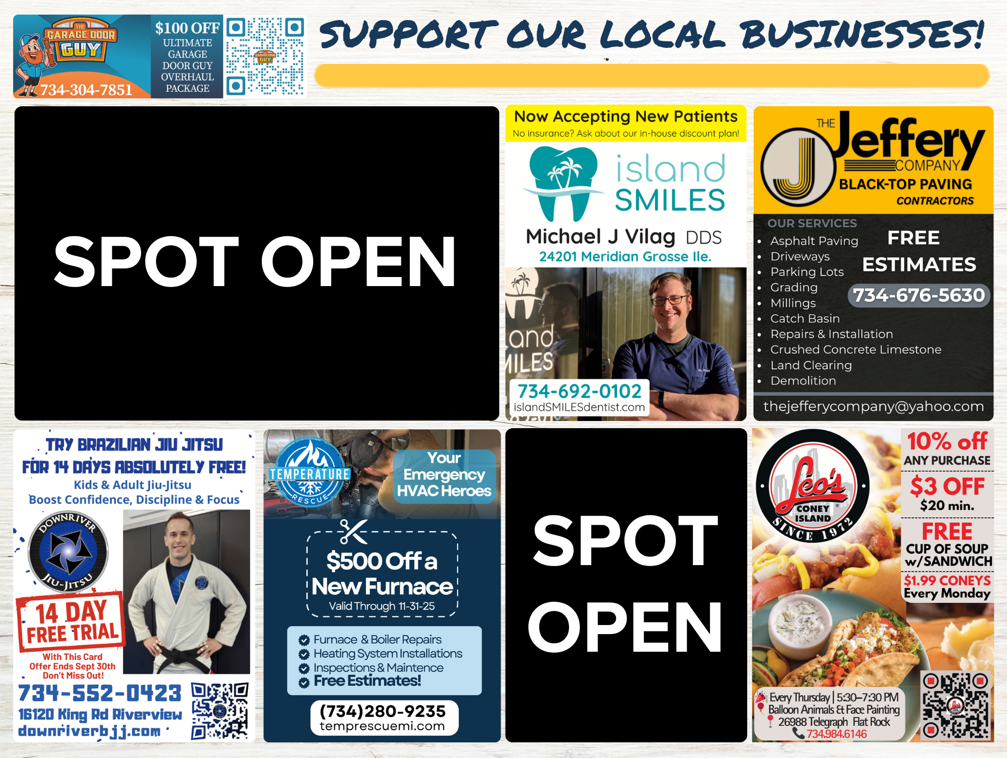 Available advertising spot on postcard